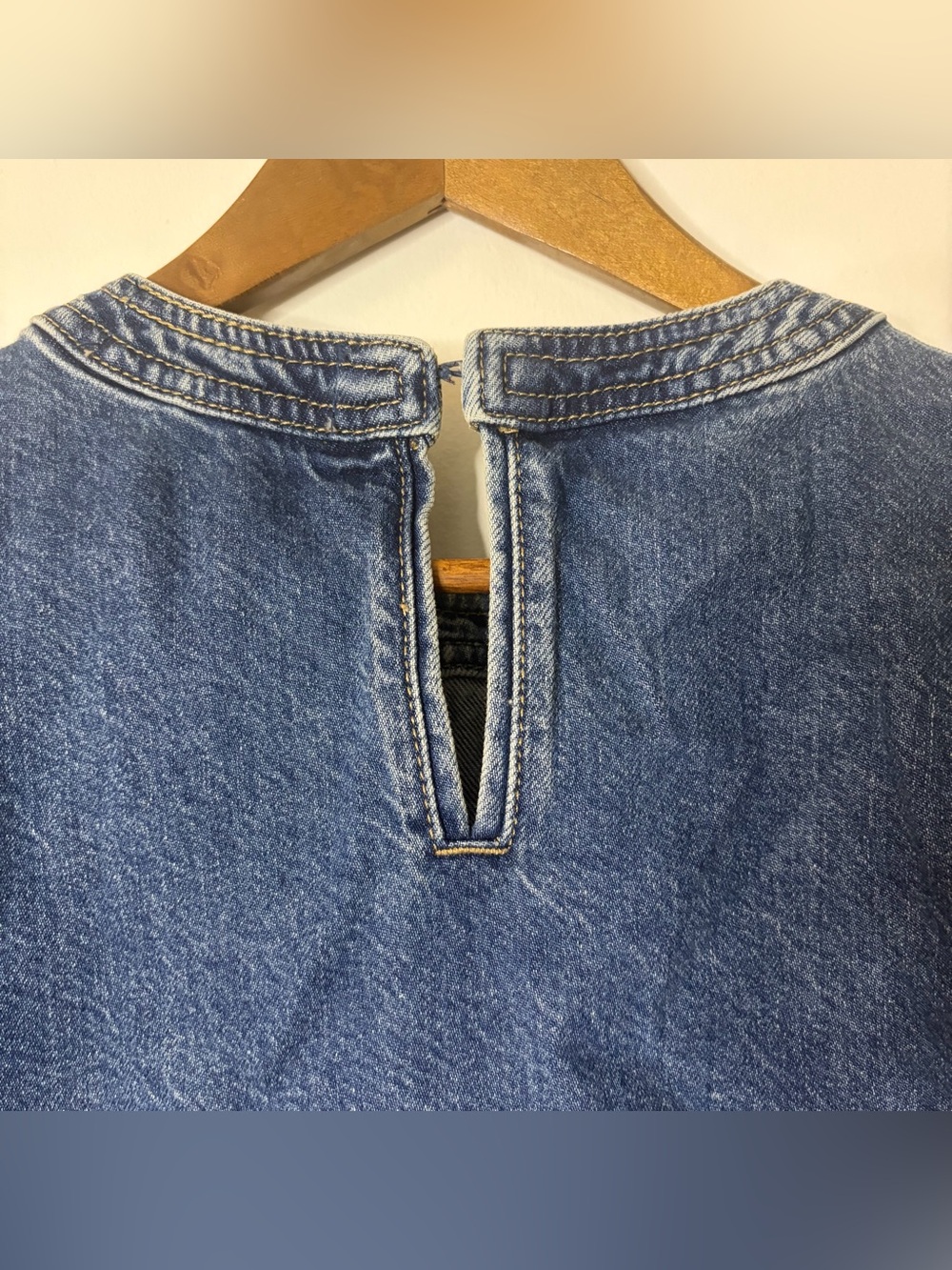 Loft Denim Boxy Crop Top in Dark Blue XXS Petite - Picture 5 of 7